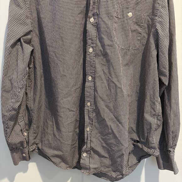 J Peterman Shirt Mens Large Check Black GIngham Button Up Long Sleeve Portugal - Picture 4 of 10